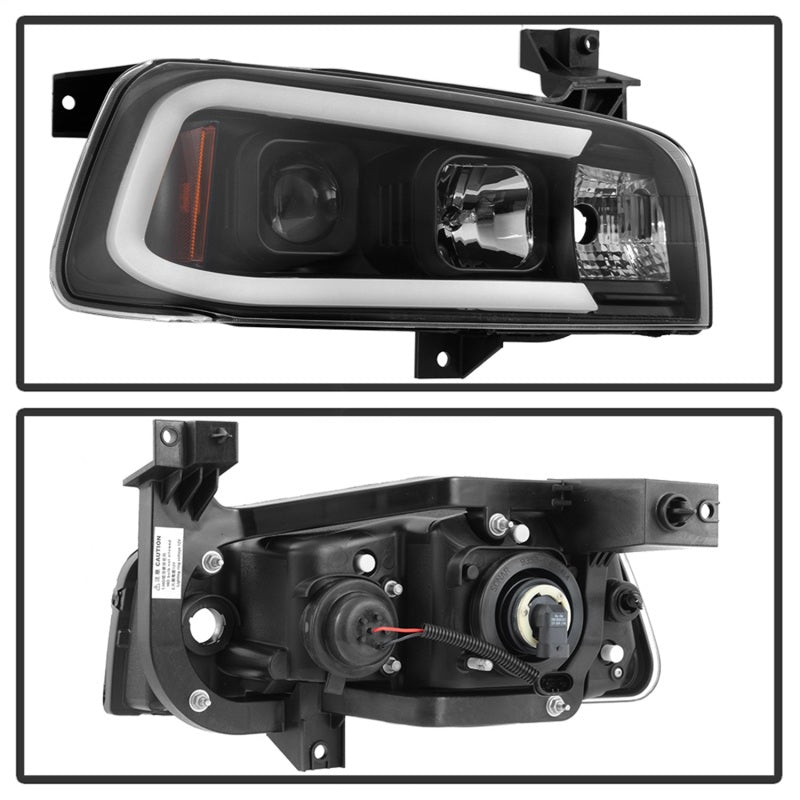 Spyder Dodge Charger 06-10 Projector Headlights - LED Light Bar - Black PRO-YD-DCH05V2-LB-BK 5085245