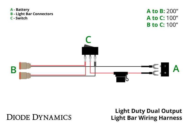 Diode Dynamics Light Duty Dual Output Light Bar Wiring Harness DD4033
