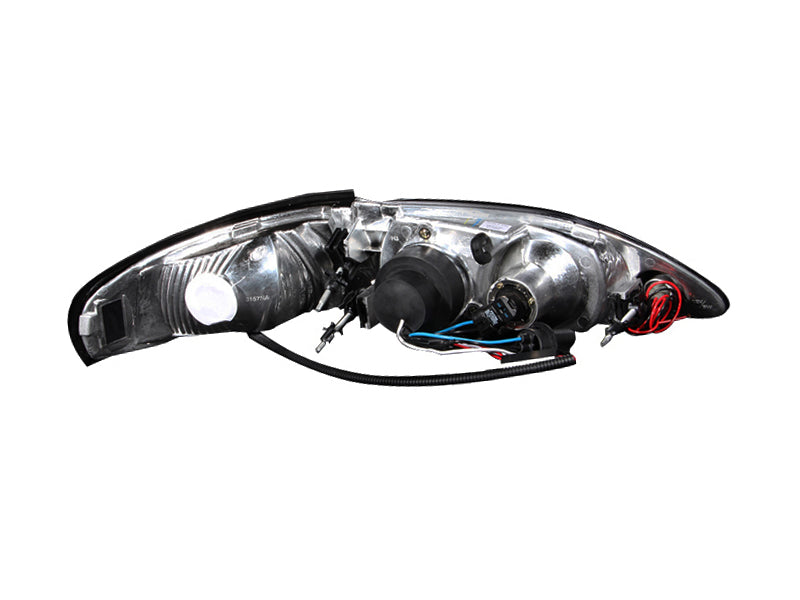 ANZO 1994-1998 Ford Mustang Projector Headlights w/ Halo Black 1pc 121038