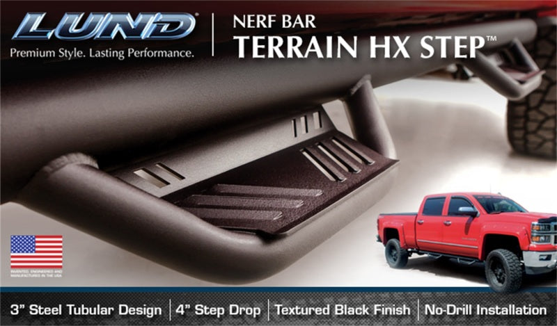 Lund 2019 Chevrolet Silverado 1500 Crew Cab Terrain HX Step Nerf Bars - Black 34641020
