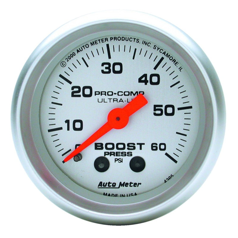 Autometer Ultra-Lite 52mm 60 PSI Mechanical Boost Gauge 4305