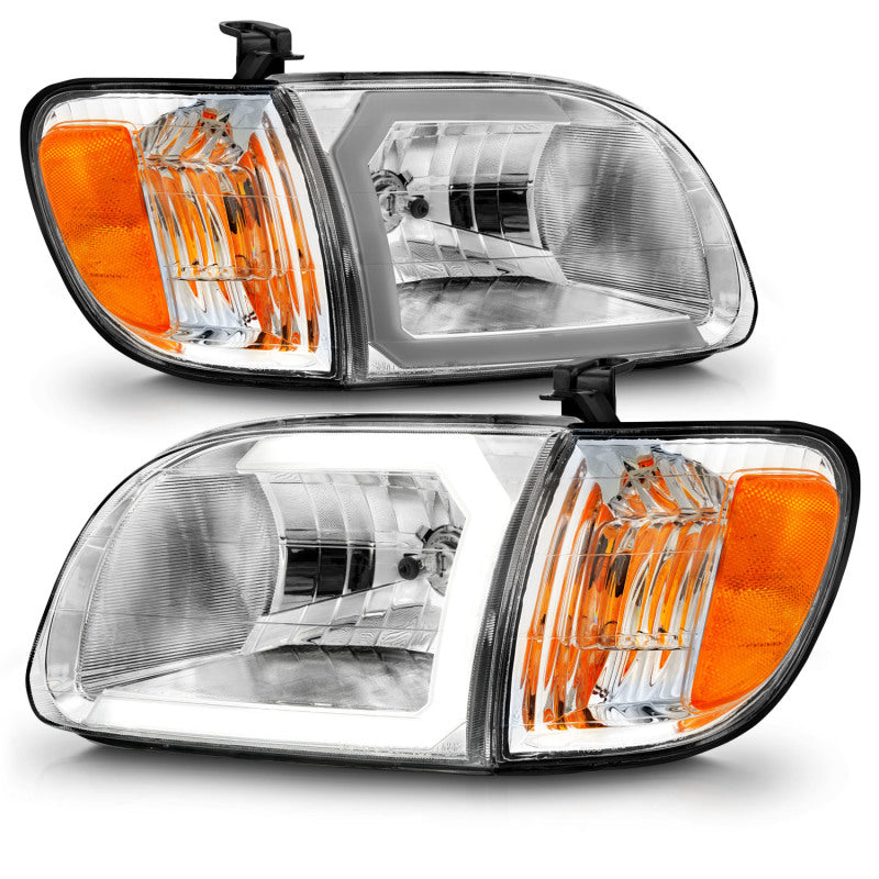 ANZO 00-04 Toyota Tundra (Reg/Acc Cab Only) Crystal Headlights w/Lgt Bar Chrome w/Corner Lights 2pc 111580