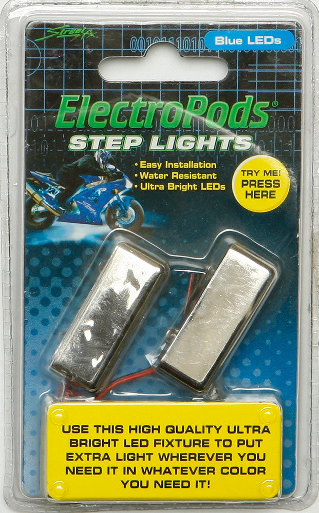 STREETFX Step Lights Chrome W/Blue Led 2/Pk 1043045