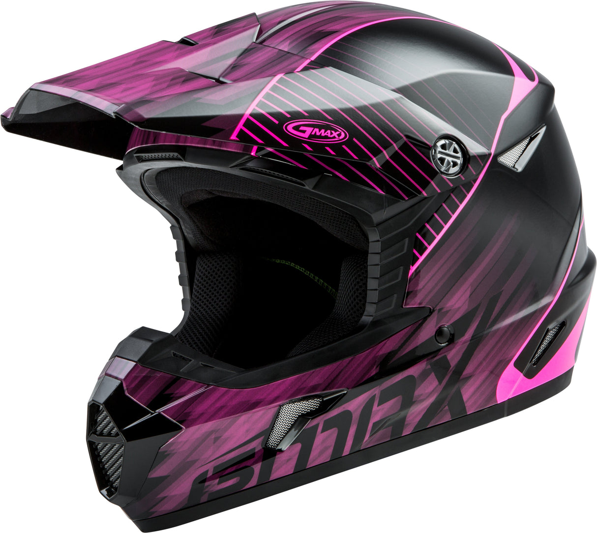 GMAX Mx-46 Off-Road Colfax Helmet Black/Hi-Vis Pink Lg G3462226
