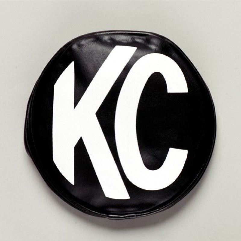 KC HiLiTES 5in. Round Soft Cover (Pair) - Black w/White KC Logo 5400