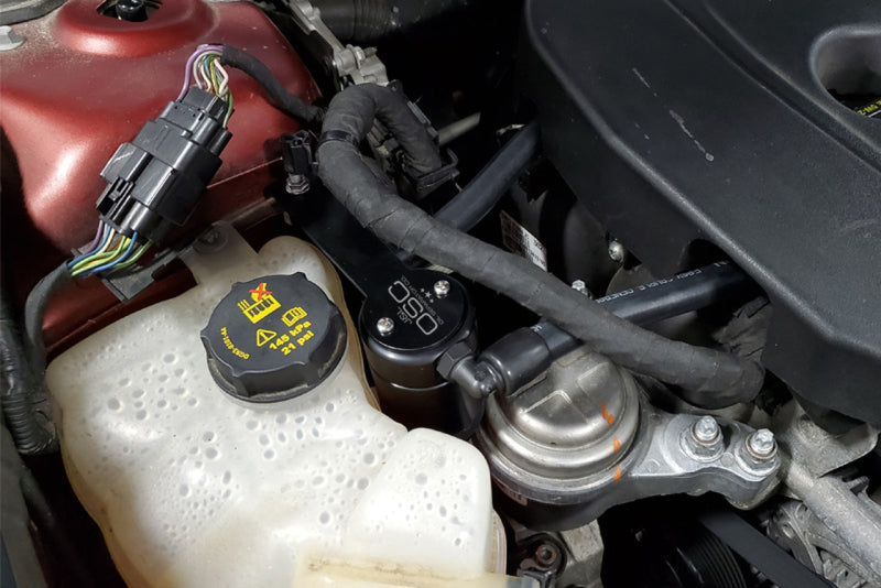 J&L 13-19 Ford Fusion 1.5L EcoBoost Oil Separator 3.0 Passenger Side - Black Anodized 3039P-B