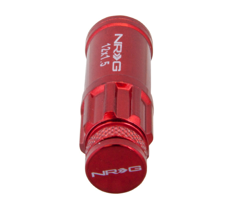 NRG 700 Series M12 X 1.5 Steel Lug Nut w/Dust Cap Cover Set 21 Pc w/Locks & Lock Socket - Red LN-LS700RD-21