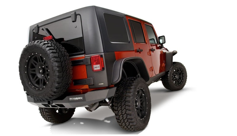 Bushwacker 07-18 Jeep Wrangler Unlimited Flat Style Flares 4pc 4-Door Sport Utility Only - Black 10918-07