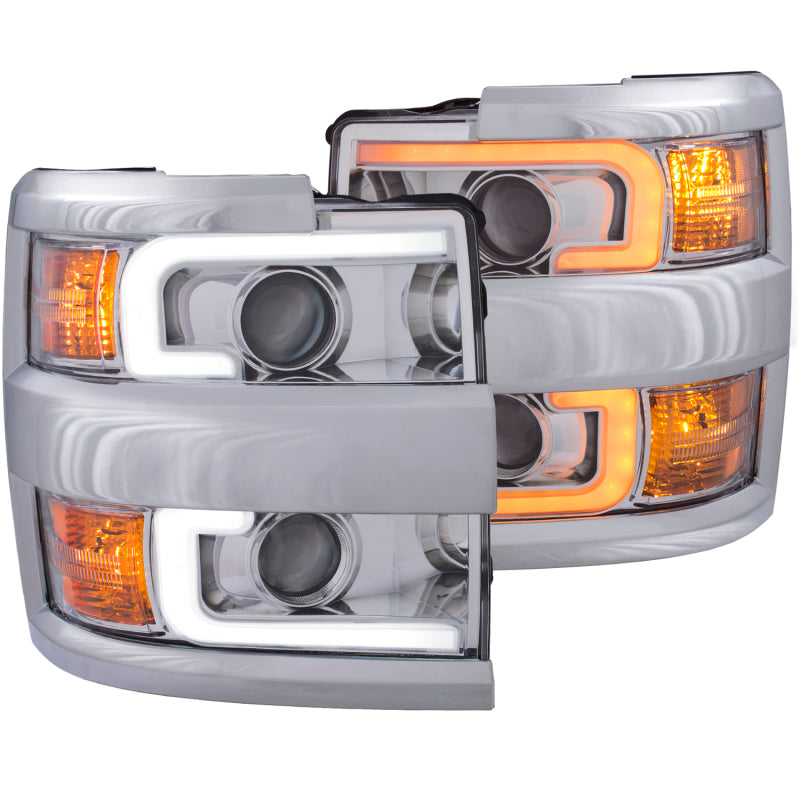 ANZO Projector Headlights 15-17 Chevrolet Silverado 2500HD / 3500HD Chrome w/ Chrome Rim 111366