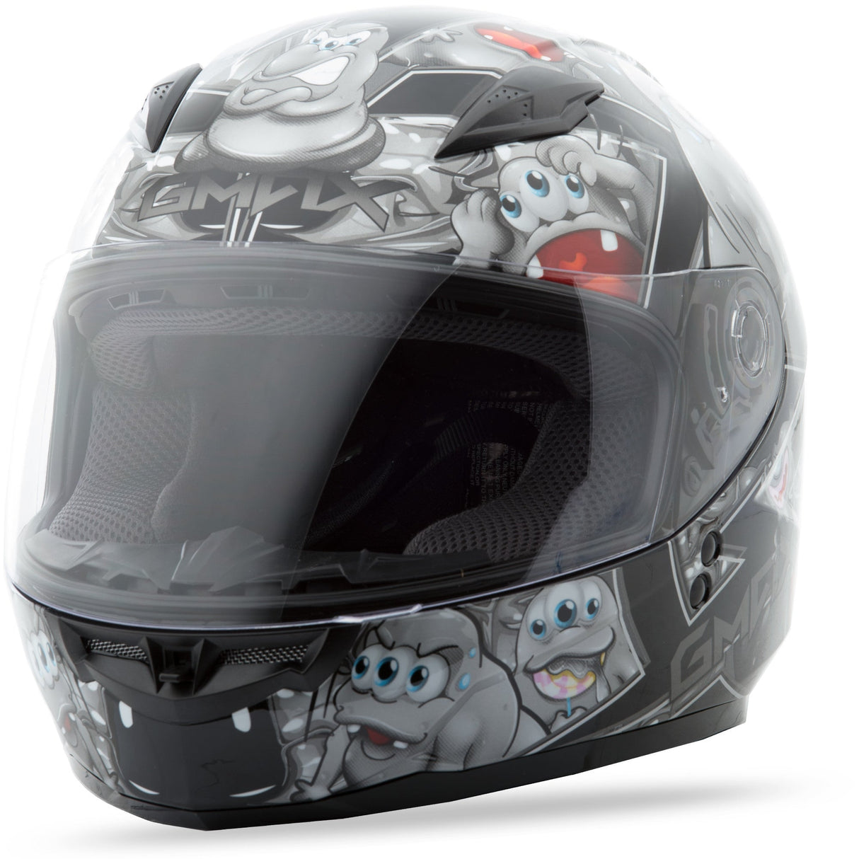 GMAX Gm-49y Full Face Helmet Attack Black/Silver Yl G7494242