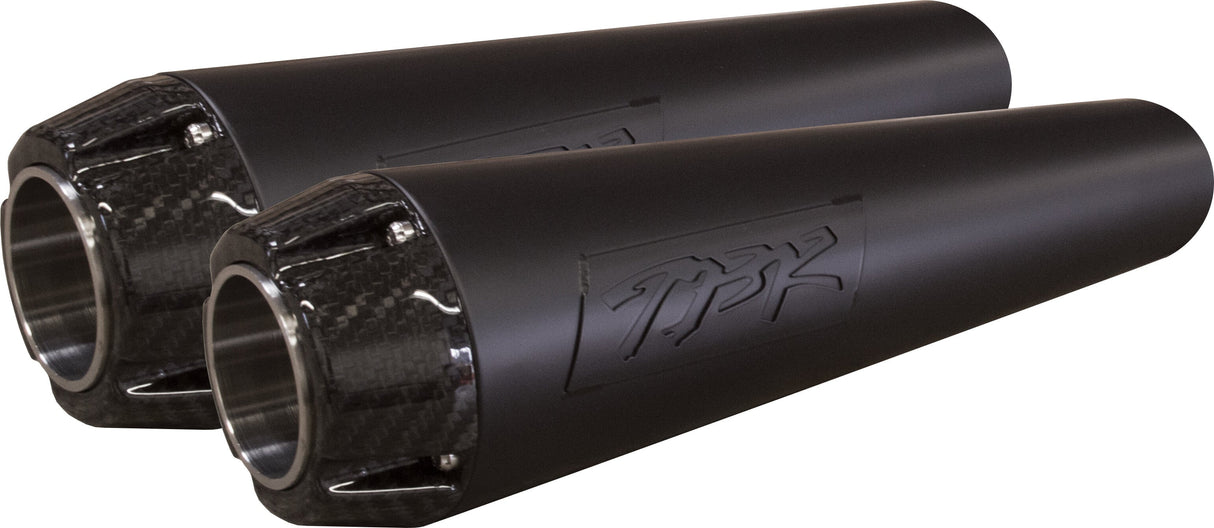 TBR Comp S Slip-On Softail Fatbob Black W/Cf End Cap 005-5040499D-B