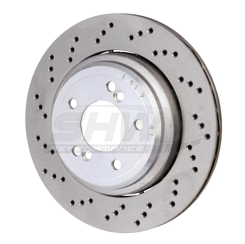SHW 06-08 BMW Z4 3.2L Left Rear Cross-Drilled Lightweight Brake Rotor (34212282303) BRL42833