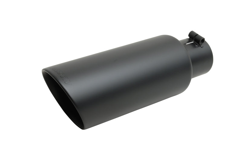Gibson Round Dual Wall Angle-Cut Tip - 4in OD/2.5in Inlet/12in Length - Black Ceramic 500419-B