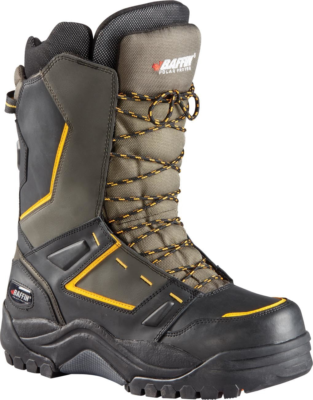 BAFFIN Powder Boots Charcoal/Yellow Sz 13 PWSP-M002-13-CAT