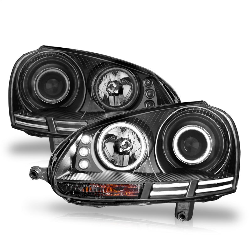 ANZO 2006-2009 Volkswagen Rabbit Projector Headlights w/ Halo Black (CCFL) 121345