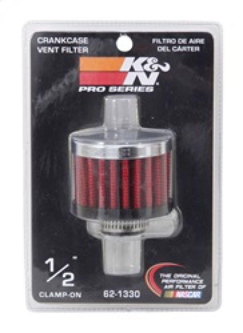K&N Clamp On Rubber Base Crankcase Vent Filter 0.5in Flange ID 2in OD 1.5in Height 62-1330