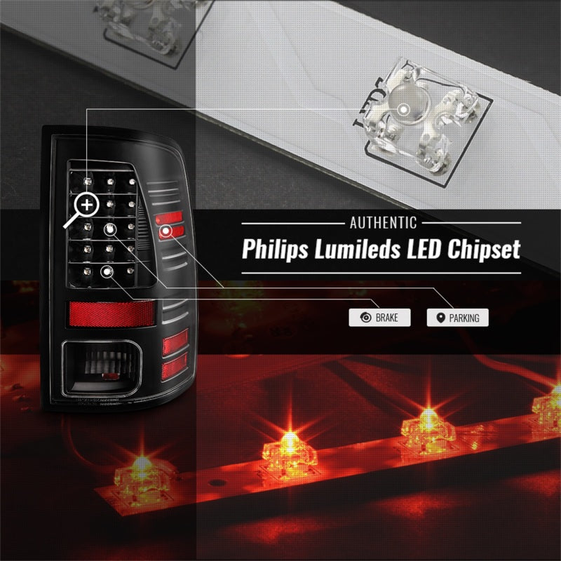 Spyder 13-18 Dodge Ram 2500/3500 LED Tail Lights LED Model Only - All Black (ALT-YD-DRAM13-LED-BKV2) 5085924