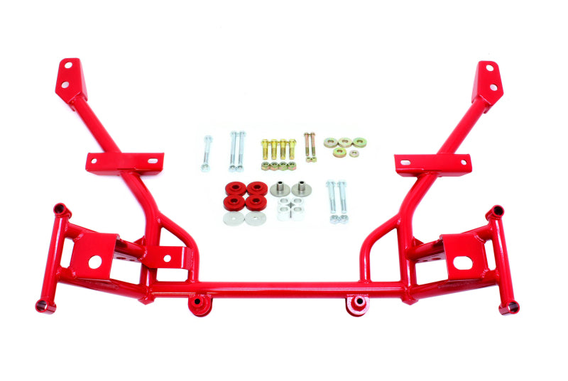 BMR 05-14 S197 Mustang K-Member w/ 1/2in Lowered Motor Mounts and STD. Rack Mounts - Red KM020R