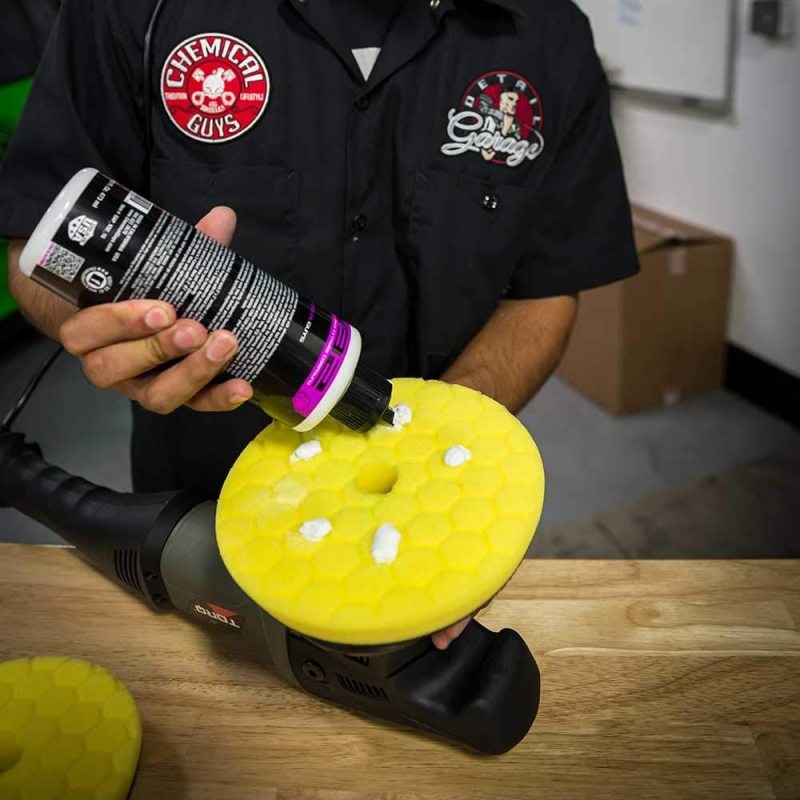 Chemical Guys Hex-Logic Quantum Heavy Cutting Pad - Yellow - 5.5in BUFX111HEX5