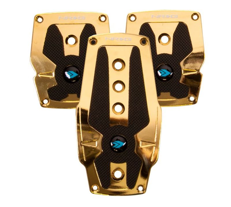 NRG Aluminum Sport Pedal M/T - Chrome Gold w/Black Rubber Inserts PDL-200CG