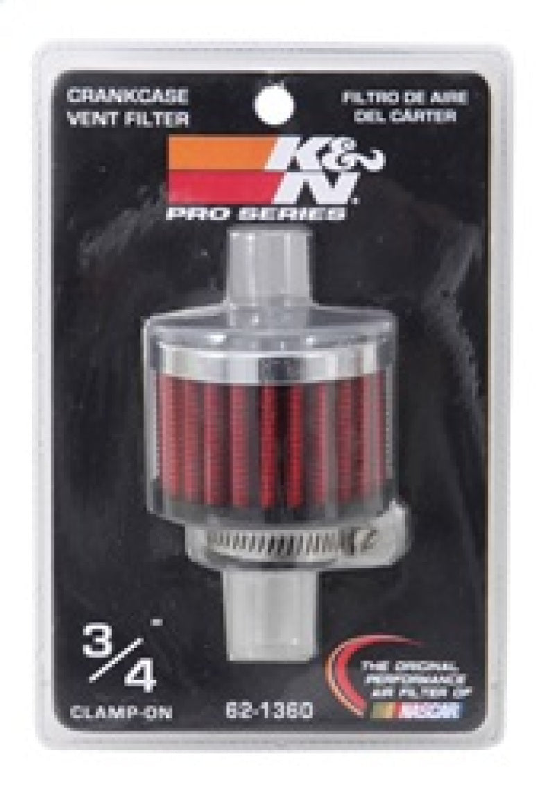 K&N 3/4 inch ID 2 inch OD 1.5 inch H Clamp On Crankcase Vent Filter 62-1360