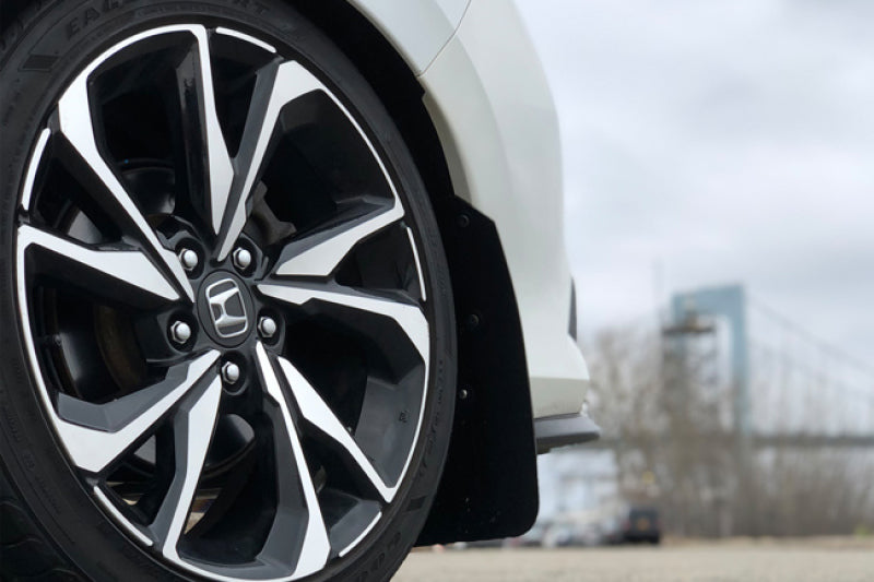 Rally Armor 16-19 Honda Civic Si UR White Mud Flap w/ Red Logo MF50-UR-WH/RD