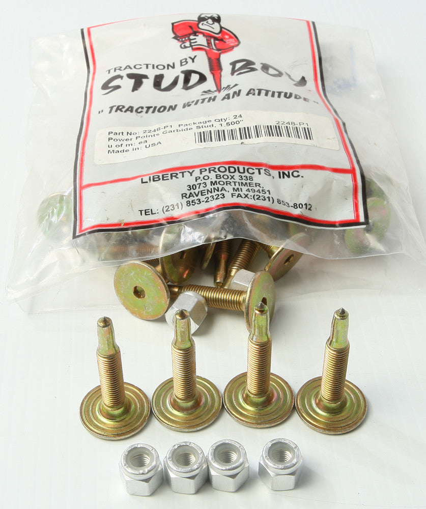 STUD BOY Power Point Push-Thru Carbide Studs 1.50" 24/Pk 2248-P1