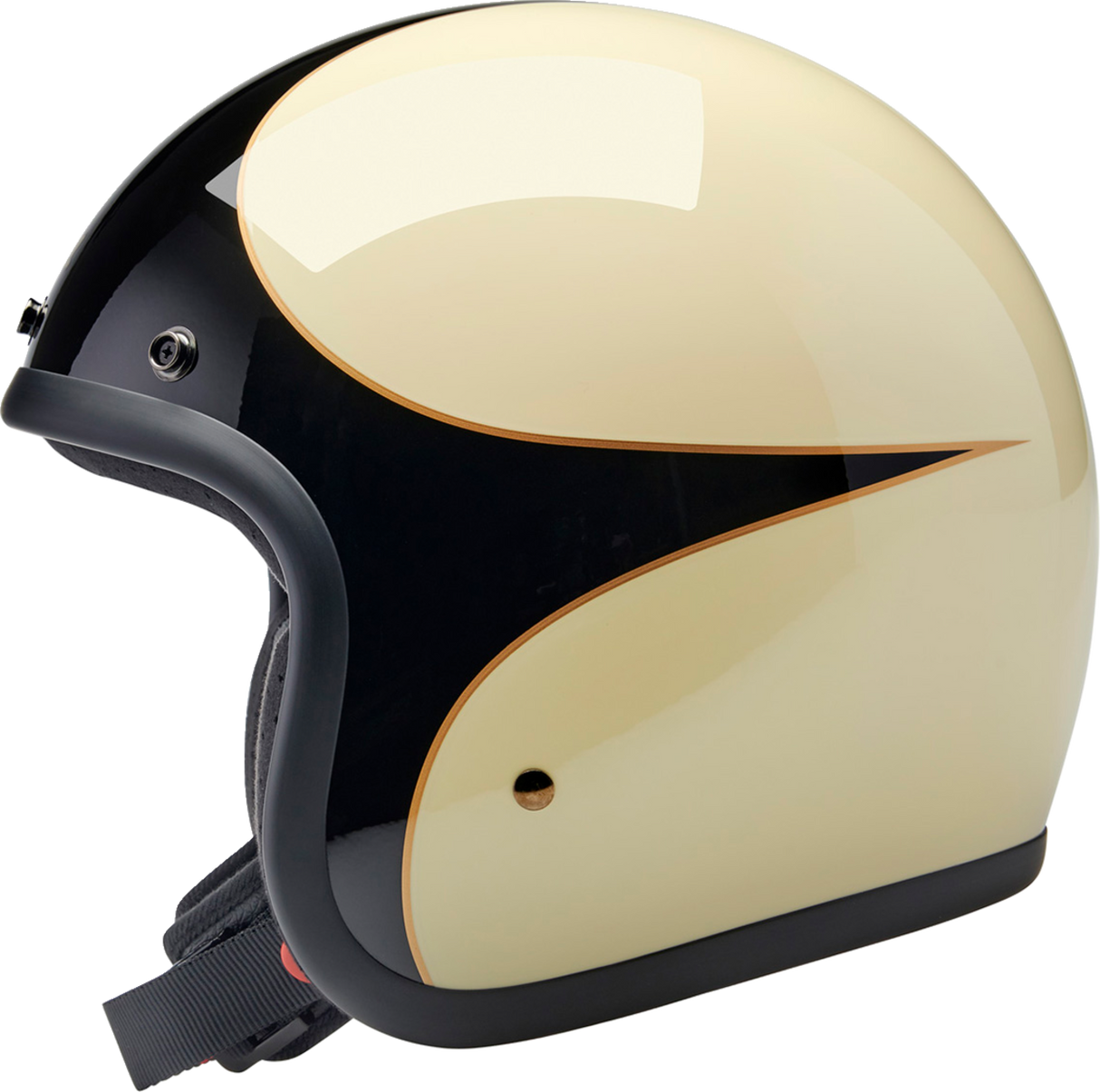 Casco BILTWELL Bonanza - Vieira blanca vintage brillante/negra - Mediano 1001-559-203