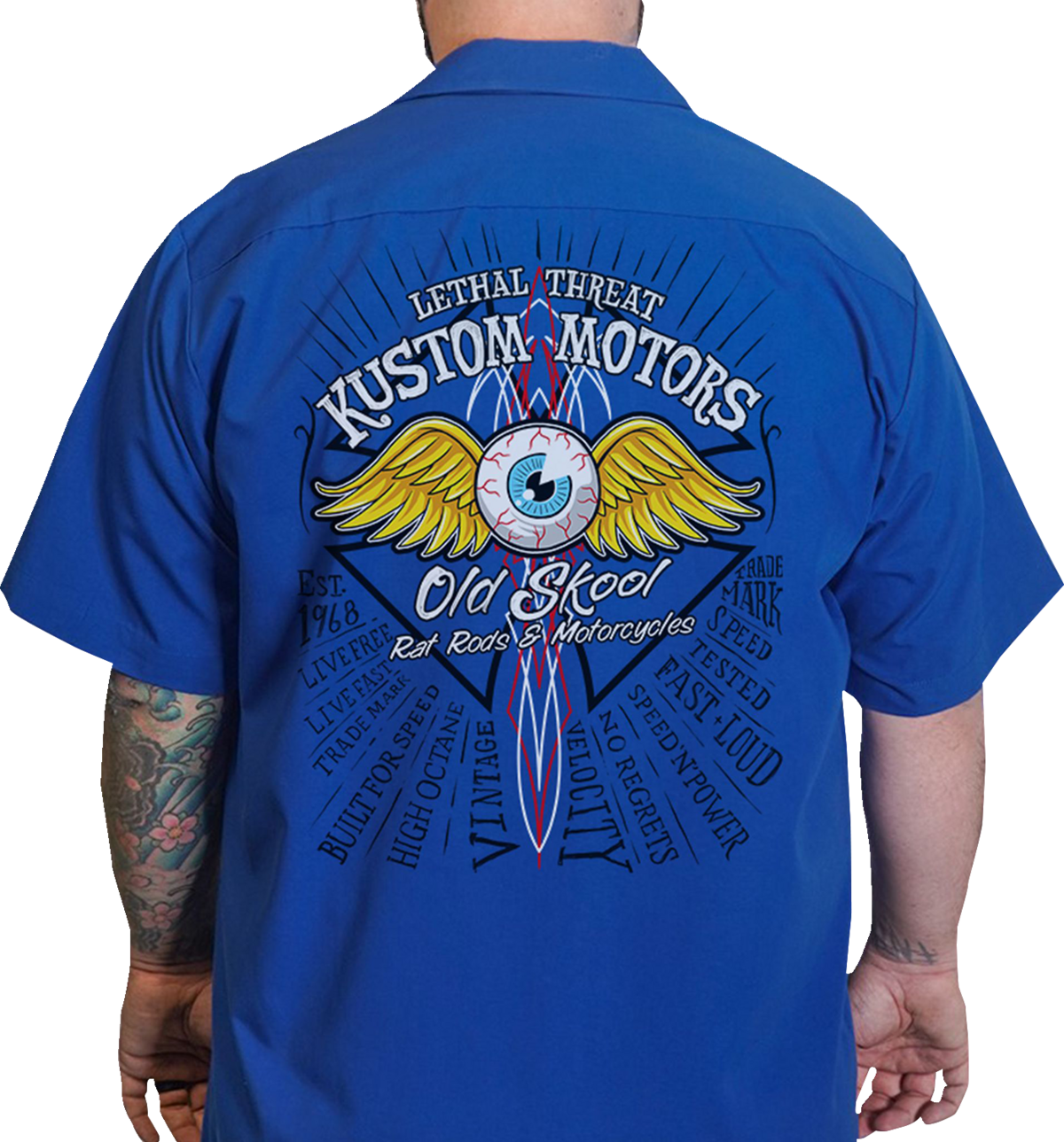 LETHAL THREAT Old Skool Eyeball Shop Shirt - Blue - 4XL DG60143-4XL