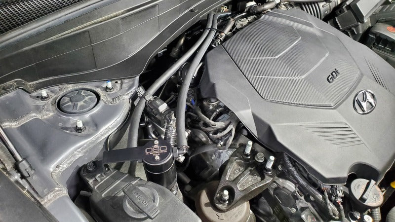 J&L 20-24 Hyundai Palisade / Kia Telluride 3.8L Oil Separator 3.0 Passenger Side - Black Anodize 3114P-B