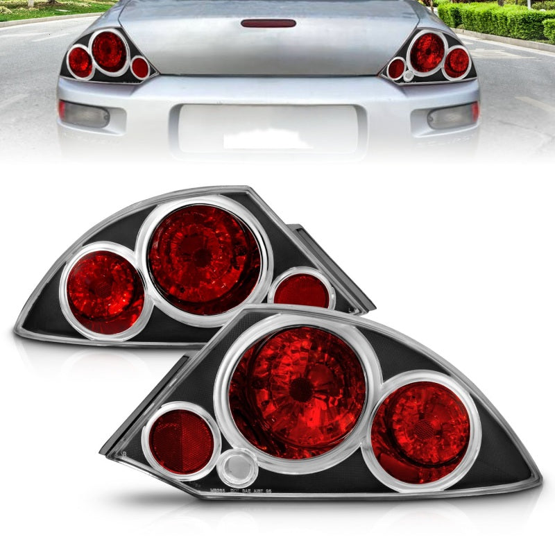 ANZO 2000-2005 Mitsubishi Eclipse Taillights Black 221081