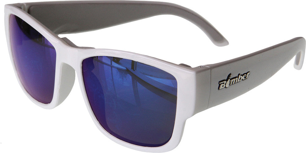 BOMBER Gomer Bomb Floating Eyewear Gloss White W/Blue Mirror Lens GM103-BM