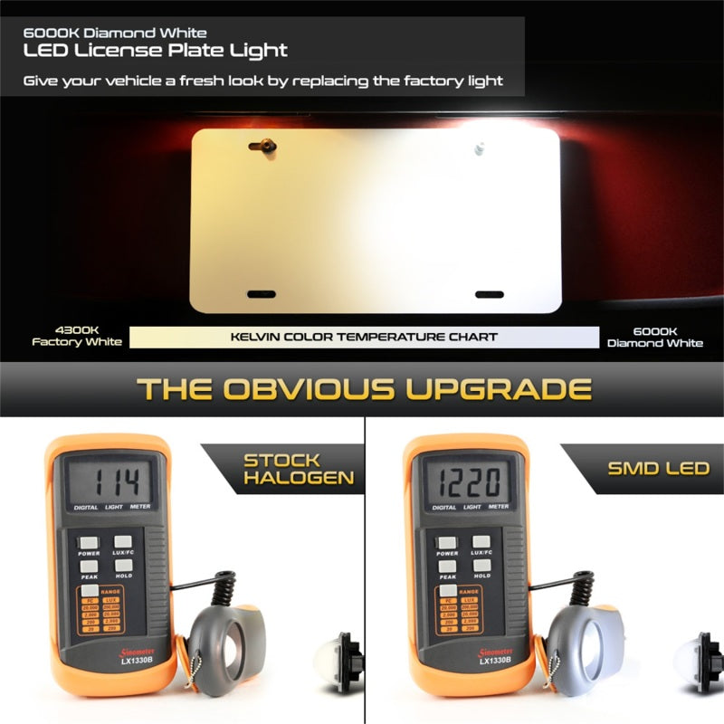 Xtune 13-18 Subaru BRZ T10 Connector LED License Plate Bulb Assembly White 5500K LAC-LP-SWRX08 -Pair 9045127