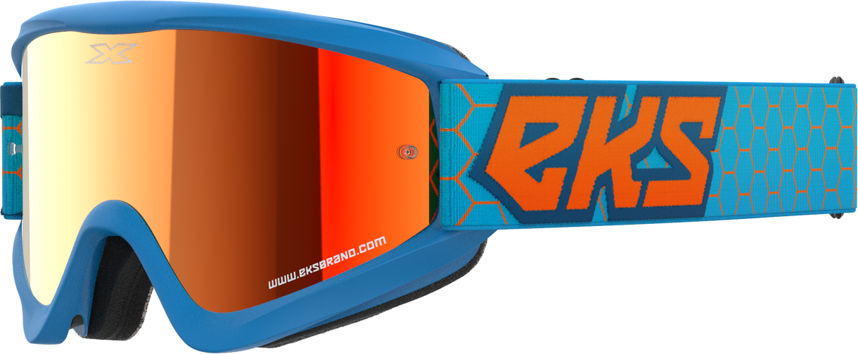 EKS BRAND Flat Out Mirror Goggle Cyan/Flo Orange Red Mirror 067-60530