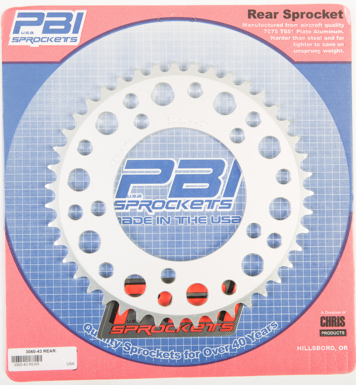 PBIRear Sprocket Aluminum 43t-520 Hon3060-43-3
