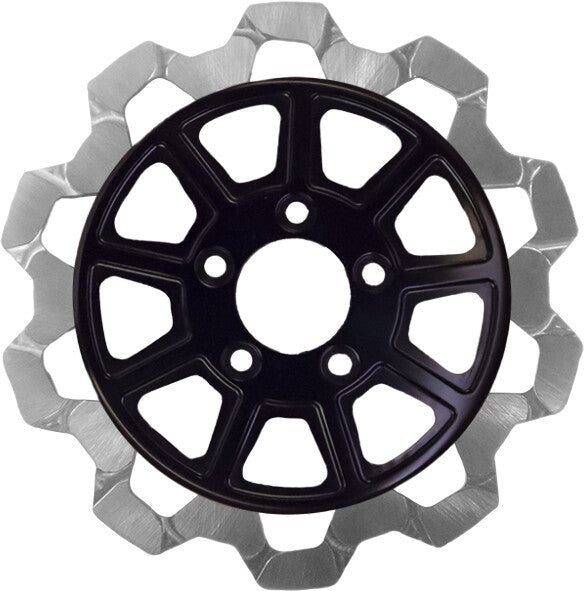 LYNDALL BRAKES9 Spoke Rotor Front Blk/Sil Bow Tie 11.5"4002-1133