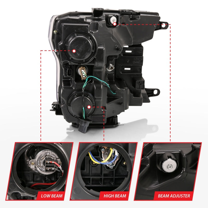 ANZO 2018-2019 Ford F-150 Projector Plank Style H.L. Chrome Amber (Without Switchback) 111468