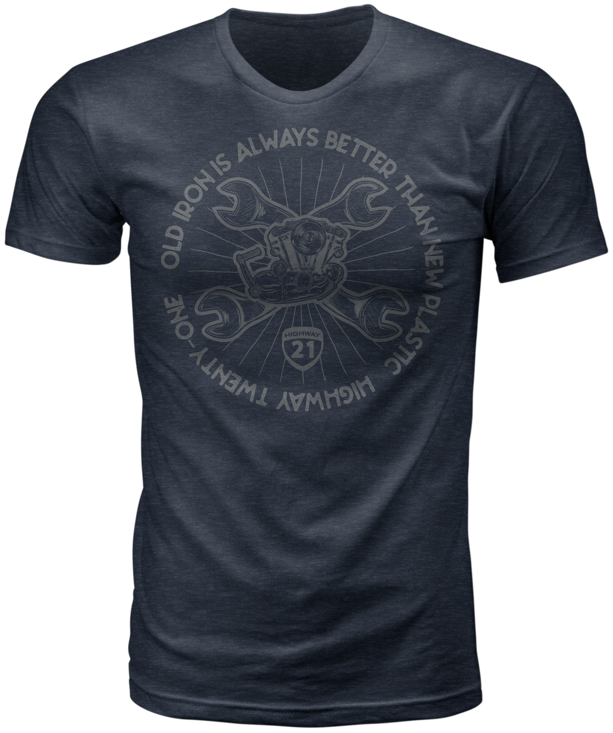 HIGHWAY 21 Old Iron Tee Midnight Navy Sm 489-2005S