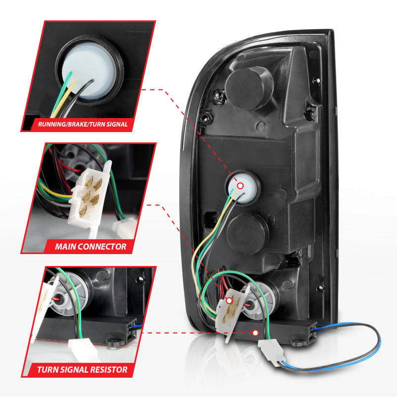 ANZO 95-00 Toyota Tacoma LED Taillights Black Housing Clear Lens (Pair) 311353