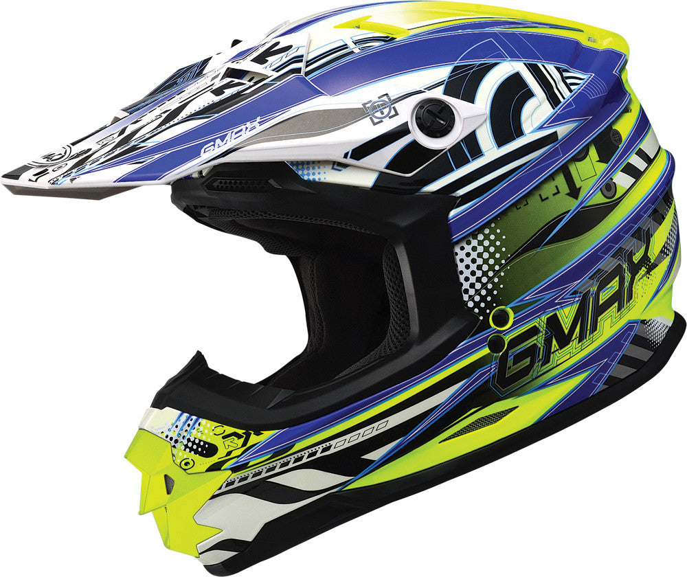 GMAX Gm76x Xenotron Helmet White/Blue/Hi-Viz L G3767216 TC-2