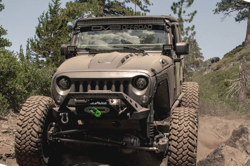 DV8 Offroad 07-18 Jeep Wrangler JK Metal Heat Dispersion Hood - Primer Black HDMB07-02