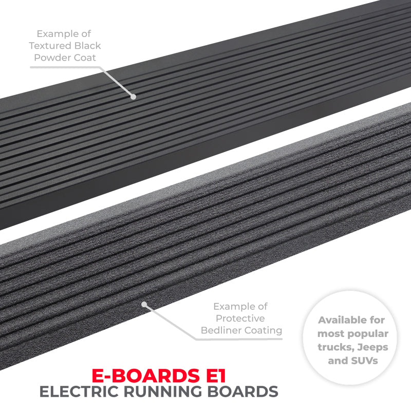 Go Rhino 19-23 Chev Silverado 1500 & 20-23 25/3500HD DC 4dr E-BOARD E1 Running Board Kit - Tex. Blk 20404880PC