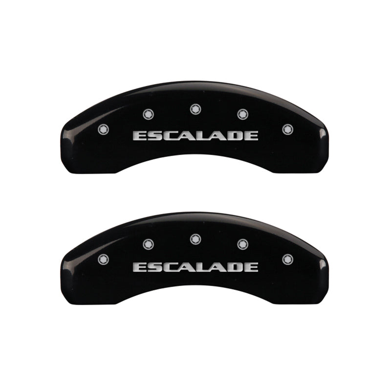 MGP 4 Caliper Covers Engraved Front & Rear Escalade Black finish silver ch 35015SESCBK