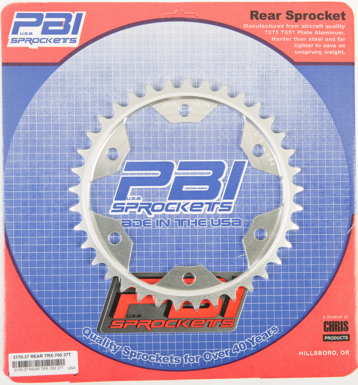 PBIRear Sprocket Aluminum 37t-520 Hon3170-37-3