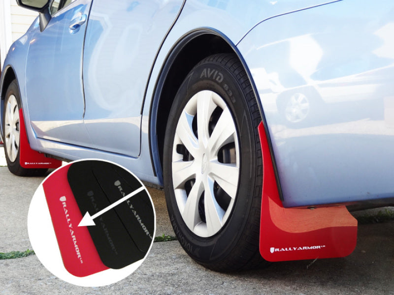 Rally Armor 12-16 Subaru Impreza 5dr Hatch/4dr Sedan UR Red Mud Flap w/ White Logo MF22-UR-RD/WH
