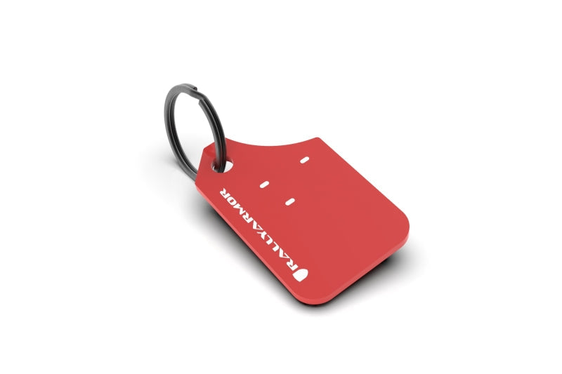 Rally Armor Mini UR Mud Flap Keychain - Red w/ White Logo RAKEYCHNRED