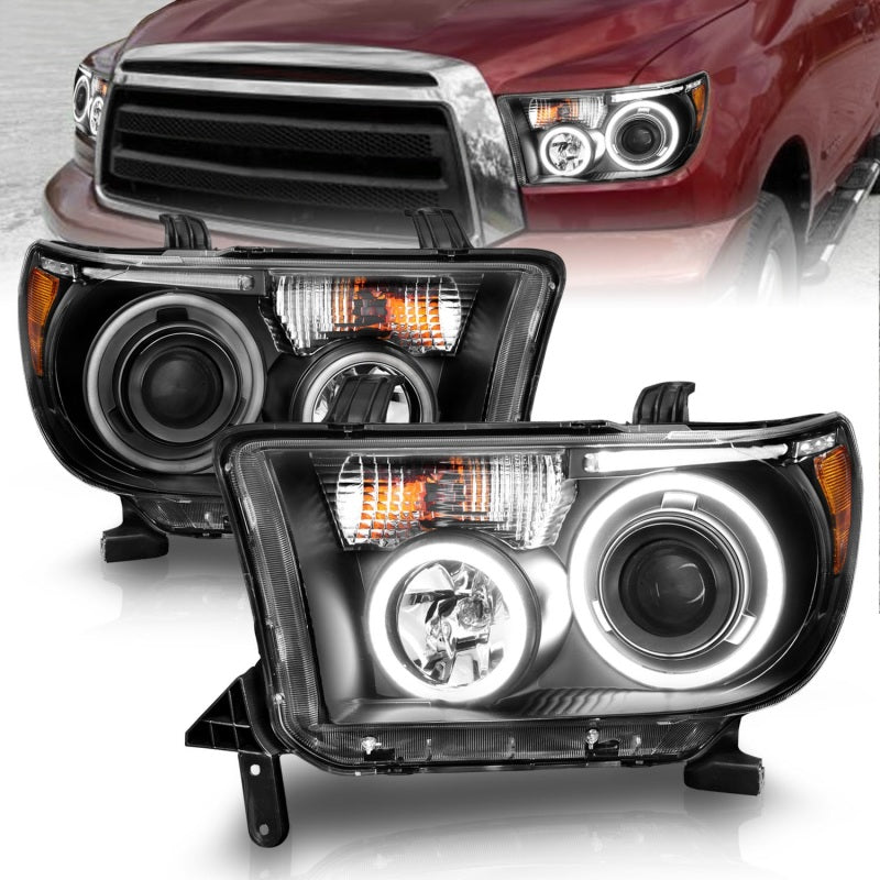 ANZO 2007-2013 Toyota Tundra Projector Headlights w/ Halo Black (CCFL) 111174