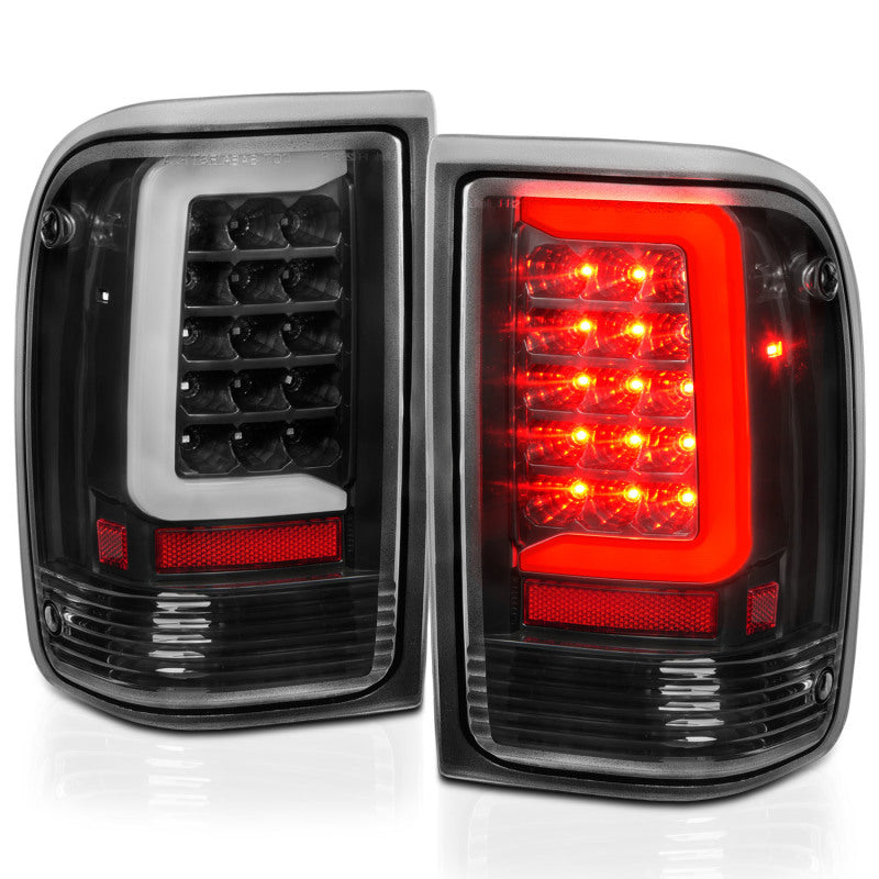 ANZO 1993-1997 Ford Ranger LED Tail Lights w/ Light Bar Black Housing Clear Lens 311359