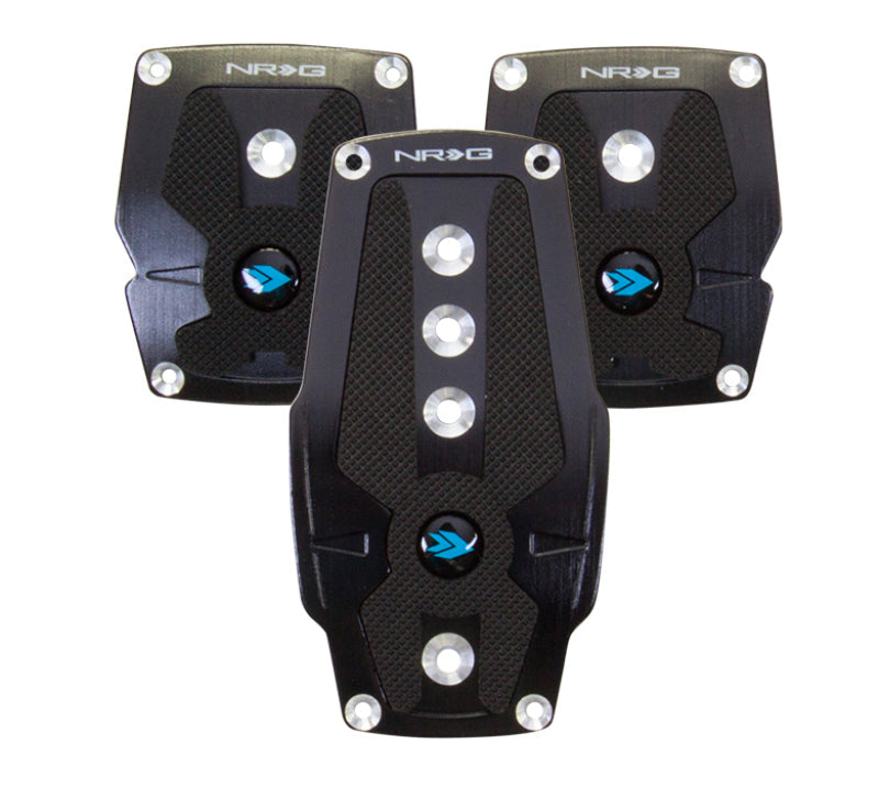 NRG Brushed Aluminum Sport Pedal M/T - Black w/Black Rubber Inserts PDL-200BK