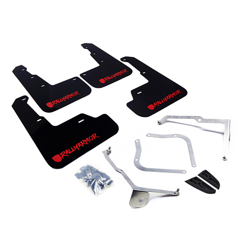 Rally Armor 15-21 Subaru WRX/STI (Sedan ONLY) Black UR Mud Flap w/ Red Altered Font Logo MF32-UR-BLK/RD-X